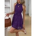 thumbnail image 2 of Purple Clasi Halter Tie Waist A-Line Dress, Suitable For Vacation Vacation, 2 of 8