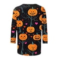 thumbnail image 5 of Riecok Halloween for Women Shirt 3/4 Sleeve Crewneck Pumpkin Printed Tunic Tops Casual Basic Blouses Multicolor M, 5 of 5