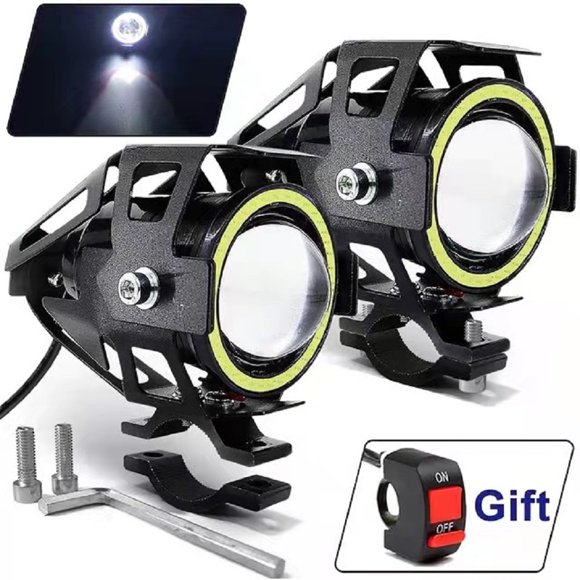 2pcs Motorcycle Angel Eye Headlight 125W Motorcycle Spotlight U7 Angel Eye Devil Headlight High Power led Lamp