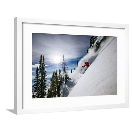 Skiing The Teton Backcountry Powder After A Winter Storm Clears Near Jackson Hole Mountain Resort Framed Print Wall Art By Jay