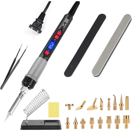 3D Printer Smoothing Tool Kit, 80W Heat Set Insert Tool LCD display Digital Soldering Iron with Heat Insert Brass Nut Kit & Soldering Tips-3D Pringting Parts & Accessories