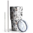 thumbnail image 2 of 30oz Schnauzer Dog and Footprints Tumblers Stainless Steel Tumbler with Lid and Straw,Vacuum Insulated Double Wall Travel Tumbler Cups Mug with Cleaning Brush for Coffee,Tea, 2 of 7