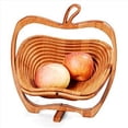 thumbnail image 3 of 3X Cesta Plegable en Forma de Manzana, Cesta Plegable para Frutero y Tabla de Cortar, Frutero de Madera de Bambú, 3 of 5