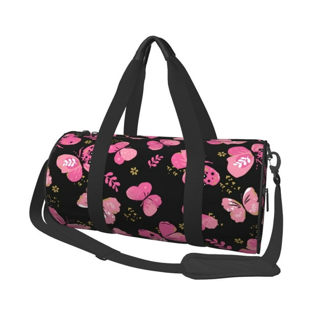 Fotbe Girl Butterfly Bolsa Deportiva de Lona Plegable con Estampado, Bolsa de Gimnasio con Bolsillo Seco/Húmedo, Bolsa de Viaje Ultraligera de Gran Capacidad