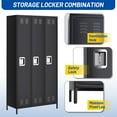 thumbnail image 2 of Accreate 3 Doors Office Storage Lockers, Metal Lockers for Employees with 9 Hooks and 3 Shelves, 72" Tall Steel Storage Cabinet Locker for Home, School, Office, Gym, Black, 2 of 9