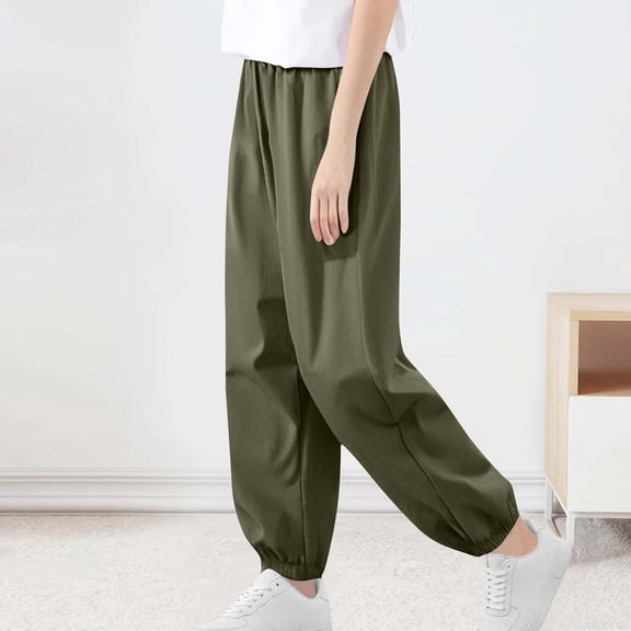 Cooling Pants for Boys 5-16 Years Elastic Waist Tapered Leg Pant with Pockets Teens Kids Lightweight Solid Quick-Dry Jogging Trousers Summer