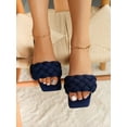 thumbnail image 6 of Women‘s Navy Blue Vacation Woven Strap Solid Color Slide Sandals With Braided Design, 6 of 7
