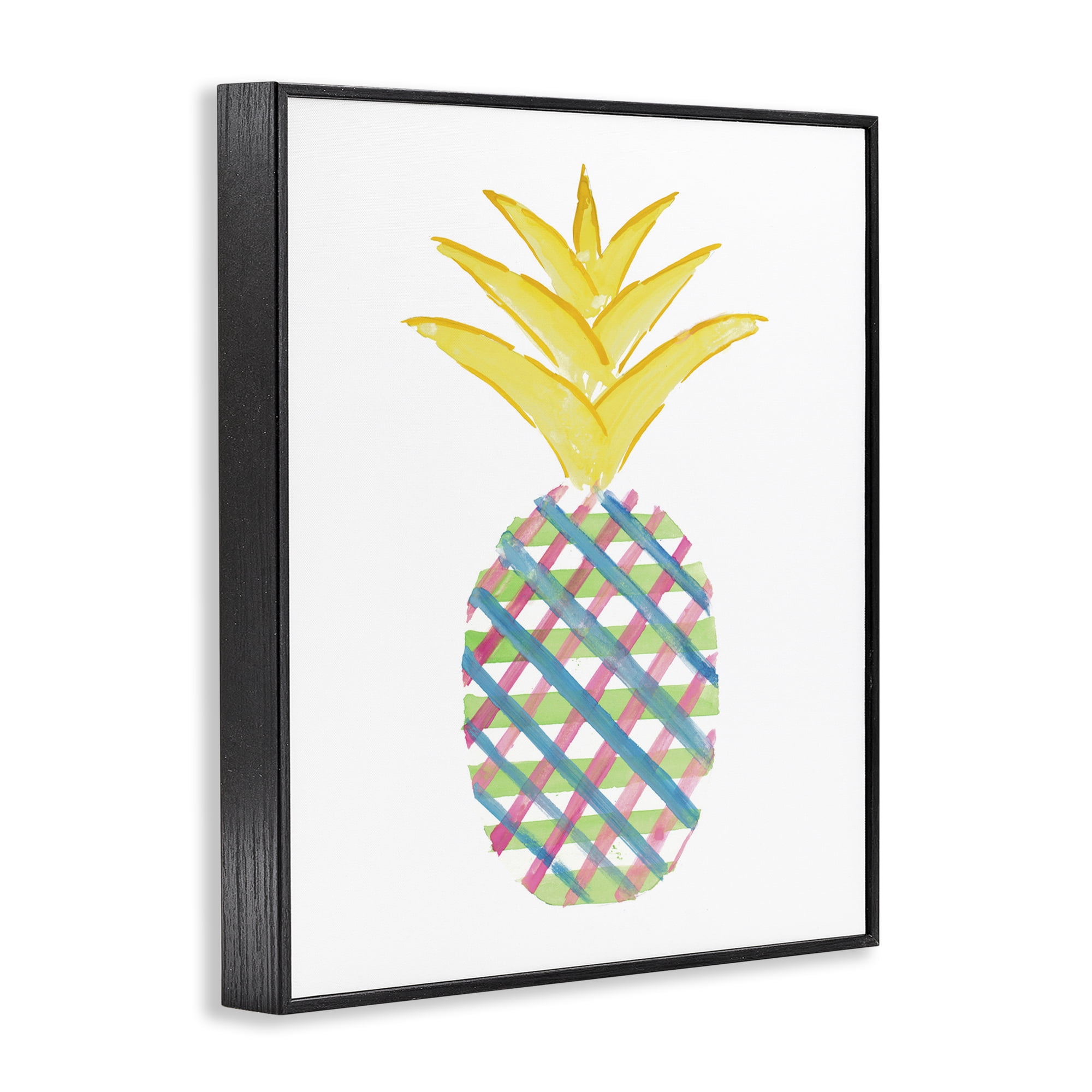 Stupell Industries Plaid Patterned Pineapple Food & Beverage Painting Black Framed Art Print Wall Art, 11 x 14