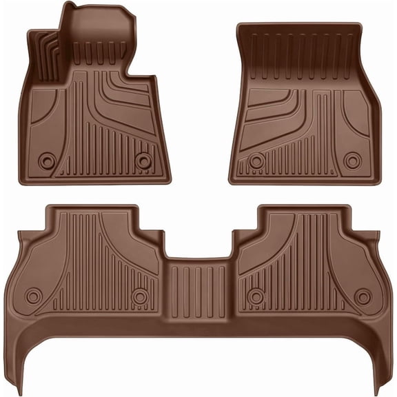 Brown TPE Floor Mats for BMW X5 G05 2019‑2026, All Weather Custom Fit Car Floor Liners, Waterproof Anti‑Slip Car Floor Mats