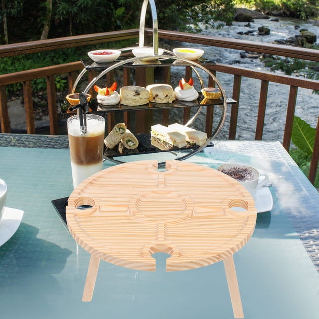 OUNONA 1Pcs Sturdy Portable Table Wood Dinner Trays For Outdoor Gathering Usage