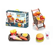 Children Shopping Cart Barbecue Grill Toy Kitchen Pretend Cooking Set Kids Gifts