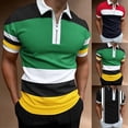 thumbnail image 3 of FUZHIQ Men's Polo Shirts Short Sleeve Color Block Striped Casual Golf Polo Breathable Lightweight Business Work Daily Wear Fashion Collared Shirt for Men,XXXL, 3 of 7