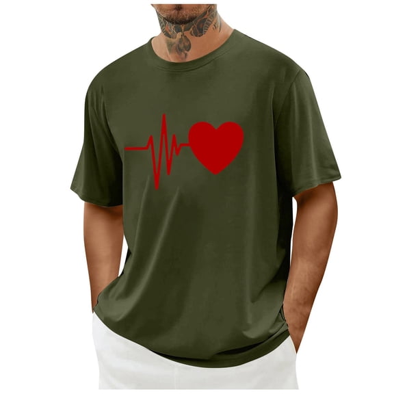 PNTUTB Men's Fashion Valentine's Day Themed Prints Short Sleeve Casual Loose Comfortable Crew Neck T-shirt