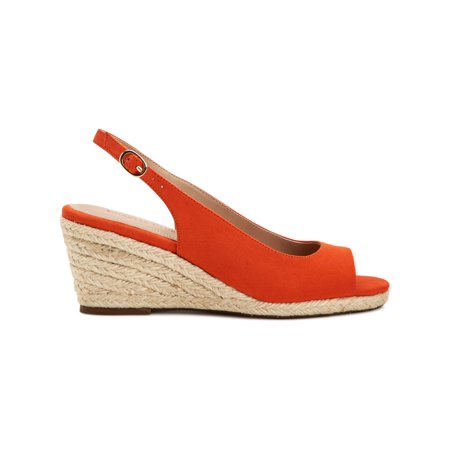 

CHARTER CLUB Womens Orange Padded Ankle Strap Tamaare Round Toe Wedge Buckle Espadrille Shoes 5 M