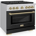 thumbnail image 3 of ZLINE Autograph Edition 36 in. 5.2 cu. ft. 6 Burner Gas Range with Convection Gas Oven in Stainless Steel with Black Matte Door and Champagne Bronze Accents (SGRZ-BLM-36-CB), 3 of 7