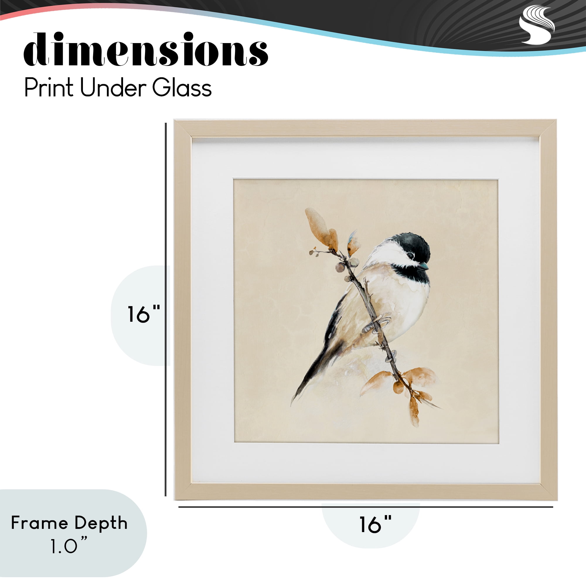 Stupell Industries Muted Watercolor Chickadee Birch Framed Print Under Glass, design by Diannart