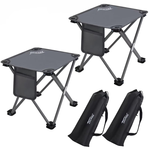Taburete de camping Roptat, paquete de 2, plegable, compacto y ligero, 33 cm