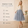 thumbnail image 5 of Women’s Gray Tulle Midi Skirt, Layered A-Line Tutu Skirt, One Size Elastic Waist Party Skirt, 5 of 8