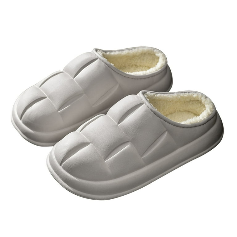Wefuesd Couple Men s Half Heeled Cotton Slippers Autumn And Winter Home Indoor And Outdoor Wear Plush Warm Detachable Support Shoes House Slippers