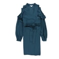 thumbnail image 1 of Vestido acampanado con hombros descubiertos bar III Mujer Azul Mediano, 1 of 2
