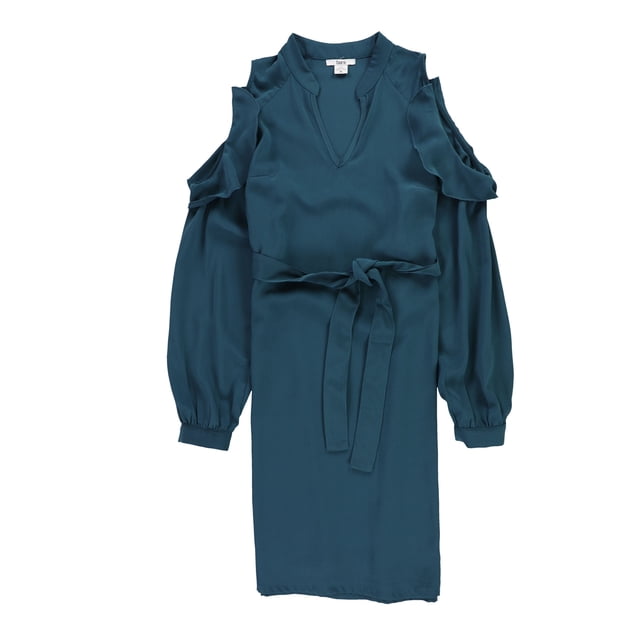 Vestido acampanado con hombros descubiertos bar III Mujer Azul Mediano