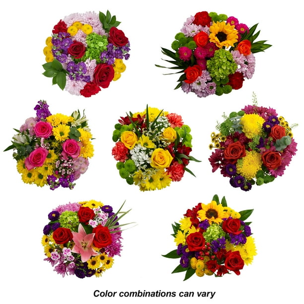 Mixed Flower Bouquet, 17 Stems, Various Colors for Office