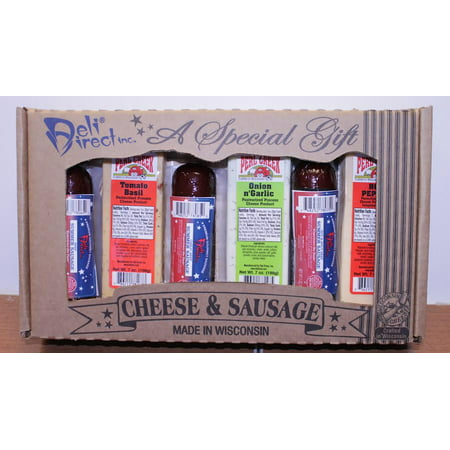 6-Piece Gourmet Wisconsin Variety Sausage and Cheese Party Sampler Gift (Best Gourmet Gift Baskets)