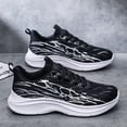 thumbnail image 3 of Men's White Red Gradient Mesh Lightweight Lace Up Casual Running Sneakers, Breathable Non-Slip Wide Toe Gym Outdoor Walking Trainers, 3 of 8