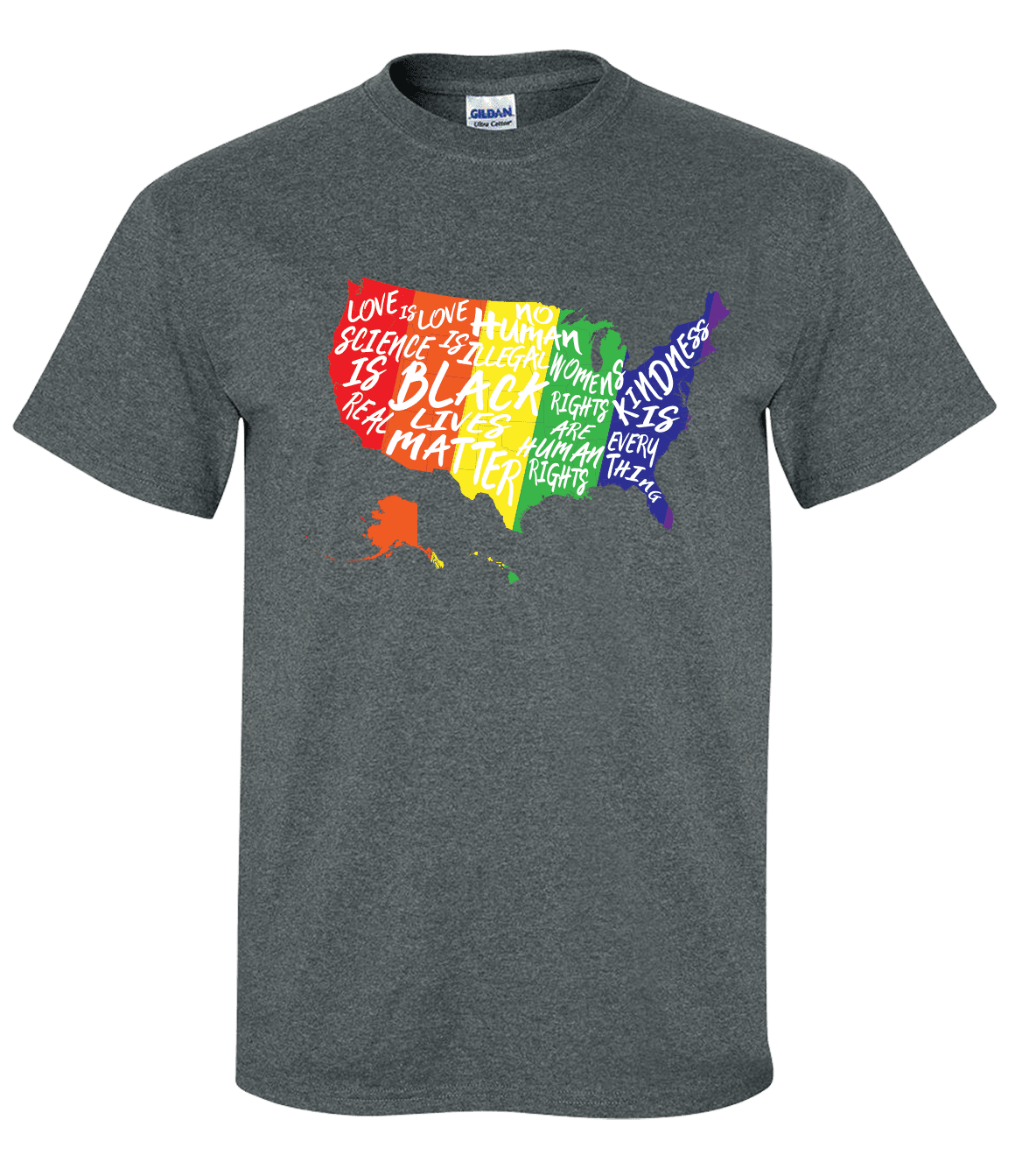 Rainbow United States of America Equality Love Unity Short Sleeve T-shirt - Picture 11 of 18