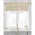 thumbnail image 2 of Floral Leaves Linen Curtain Valance for Bedroom/Bathroom/Kitchen/Office/Living/Dining Room Windows,Country Farmhouse Plant Blossom Herb Rod Pocket Topper Drapes Decorative Cafe Drapery Panel 60x18, 2 of 6