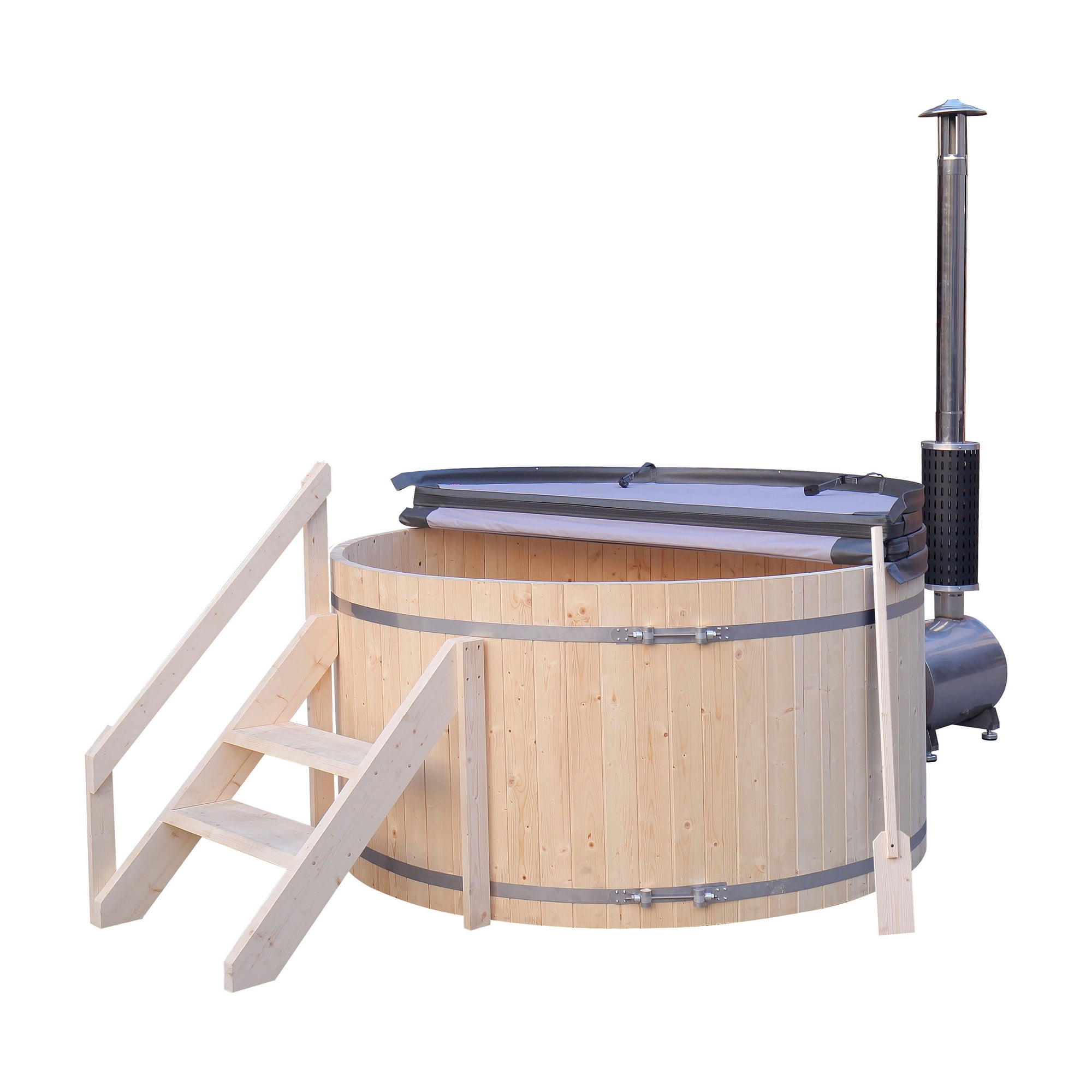 ALEKO PEWSHTUB Pine Hot Tub and Ice Bath 4-5 Person with Wood-Fired Heater