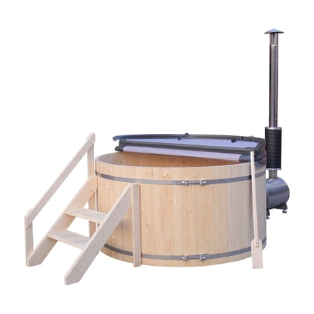 ALEKO PEWSHTUB Pine Hot Tub and Ice Bath 4-5 Person with Wood-Fired Heater
