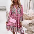 thumbnail image 1 of Women Long Sleeve Sundress Casual Summer Mini Dress Floral Print Tunic DressesXL, 1 of 5