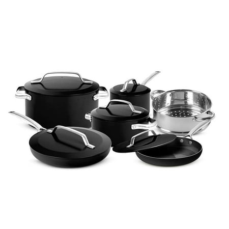 

Modern 11-Piece Aluminum Ultra Performance Ceramic Nonstick Cookware Set in Black