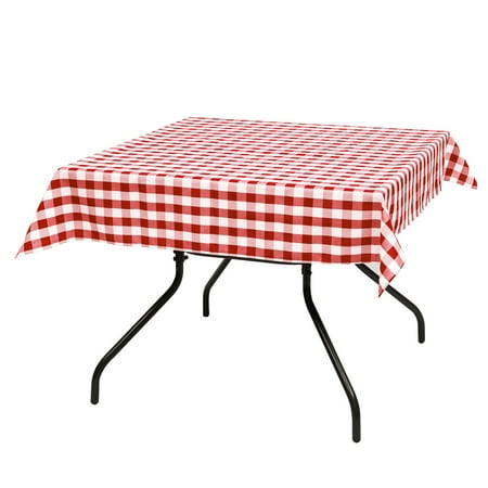 

Costway Polyester Tablecloth Square Table Buffalo Plaid Table Cover 52 X 52 Set of 10 Red