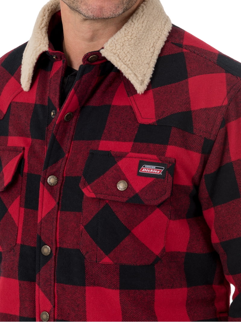 Genuine Dickies Men's Buffalo Twill Overshirt with Sherpa Collar