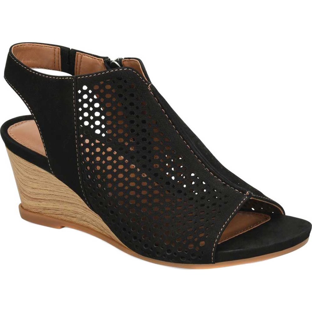 Comfortiva Women's Comfortiva Skylyn Wedge Sandal Black Nubuck