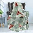 thumbnail image 4 of Grey Soft Flannel Fleece Throw Blanket, Abstract Geometrical Theme Retro Illustration of Triangles Trees Print, Cozy Plush for Indoor and Outdoor Use, 70" x 90", Coral and Reseda Green, by Ambesonne, 4 of 5