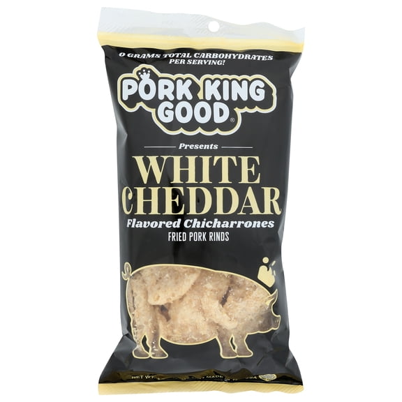 Pack of 12, Pork King Good White Cheddar Pork Rinds, 1.75 oz