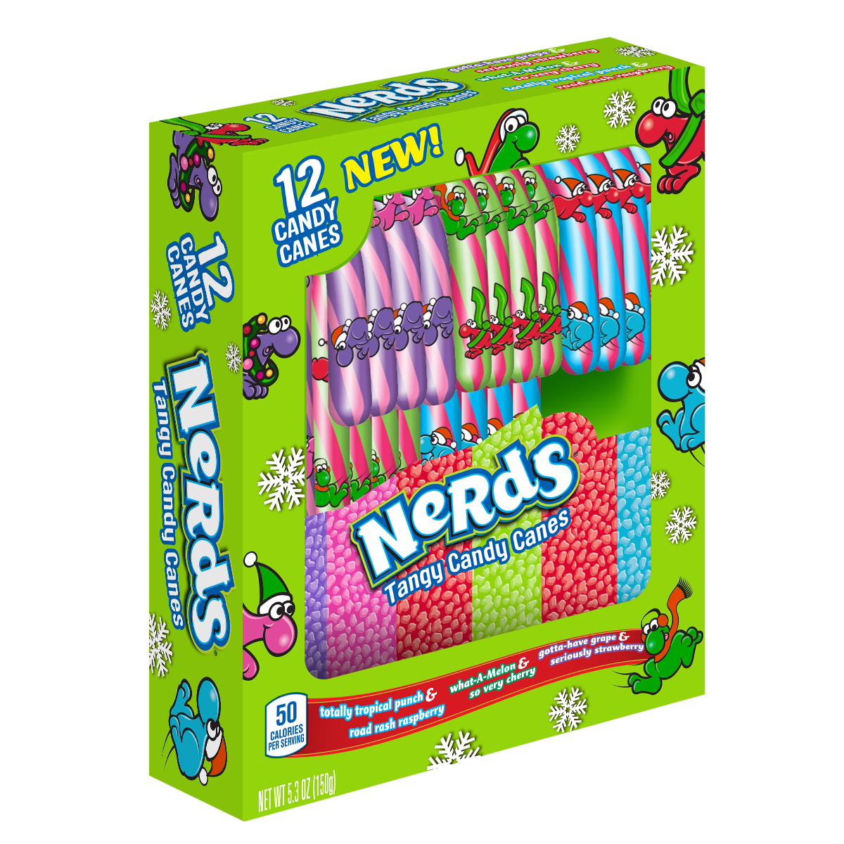 Nerds Tangy Christmas Candy Canes, 5.3 Oz, 12 Count