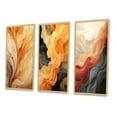 thumbnail image 3 of Designart "Vintage Elegance Ornamental Orange Waves" Abstract Shapes Framed Wall Art Set Of 3 - Orange Transitional Frame Gallery Set For Office Decor, 3 of 6