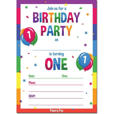 1st birthday party invitations with envelopes 15 count 1 year