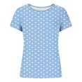 thumbnail image 6 of UQJfacai Womens Short Sleeve Tops Crewneck Ribbed Knit Slim Fitted Basic Tee Shirts Casual Summer Polka Dot Blouse S-2XL, 6 of 6