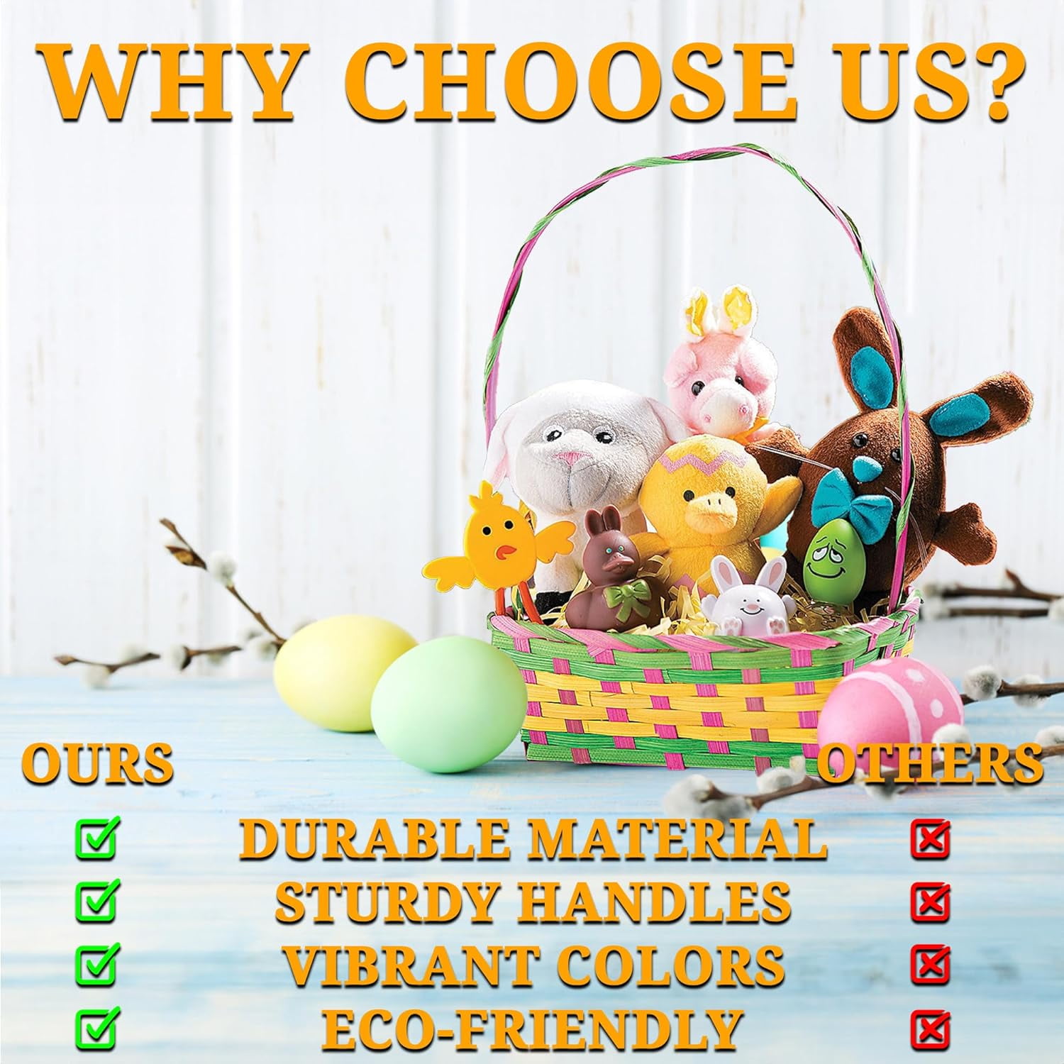 Fun Express Multicolor Rectangular Bamboo Easter Baskets - 12 Pieces