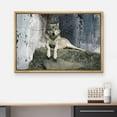 thumbnail image 3 of wall26 - Animal Theme Framed Canvas Wall Art - A Wolf Laying on a Boulder - Giclee Print Gallery Wrap | Modern Home Art Stretched &amp; Ready to Hang - 16"x24" Natural, 3 of 5