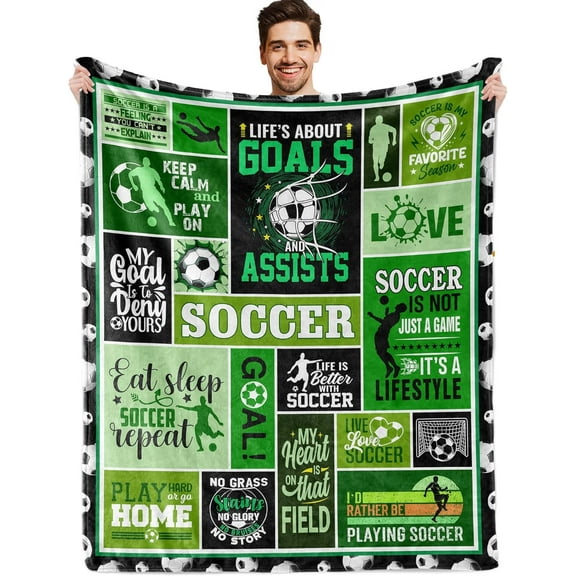 Soccer Gifts for Boys, Soccer Gifts for Men, Soccer Coach Gifts, Gifts for Soccer Players Team, Gifts for Soccer Lover, Soccer Blanket 60" X 50"