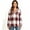 Red, variant on Women's Plaid V Neck Drawstring Long Sleeve Hooded Tunic Top, Oversized Pullover Hoodie with Pocket, Women's Plus, Size S-2XL