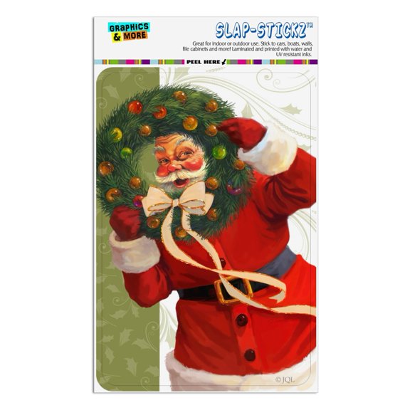 Christmas Holiday Santa Wreath Ribbon Swirl Home Business Office Sign