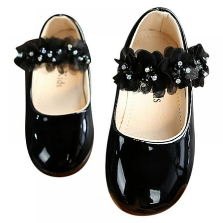 

Girls Flower Single Princess Flat Shoes Leather Sandals