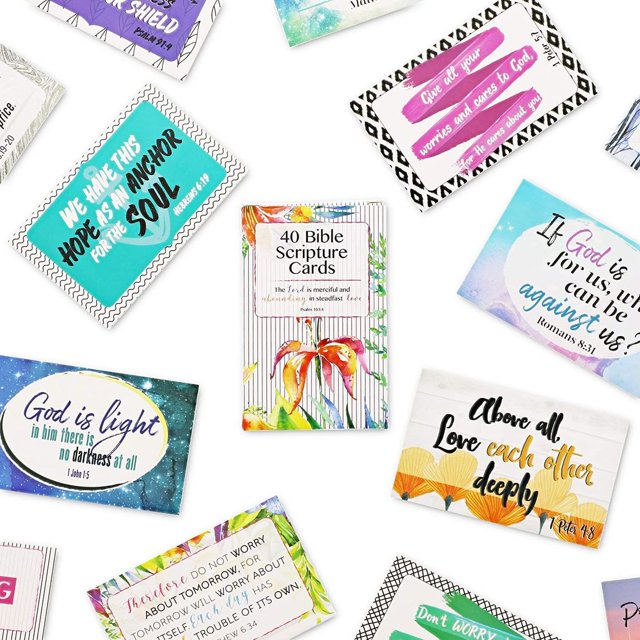 Best Paper Greetings Bible Verse Scripture Cards - 40-Design Inspirational Christian Prayer Message Cards, 3.3 x 2.1 inches